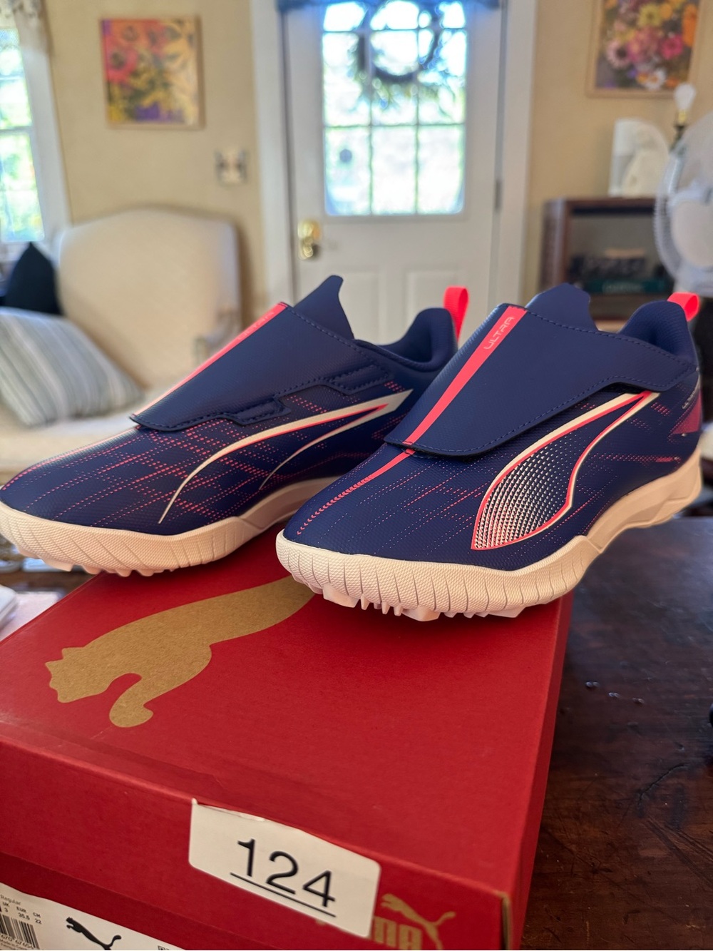 Puma Kids Navy and Pink Slip-On Sneakers